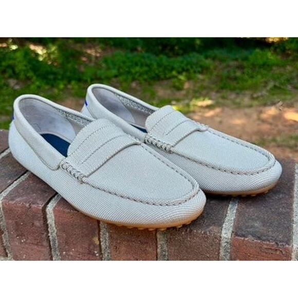 Rothys The Driving Moccasin Mens 11.5 Sand Beige Knit Slip On Penny Loafers main image 8
